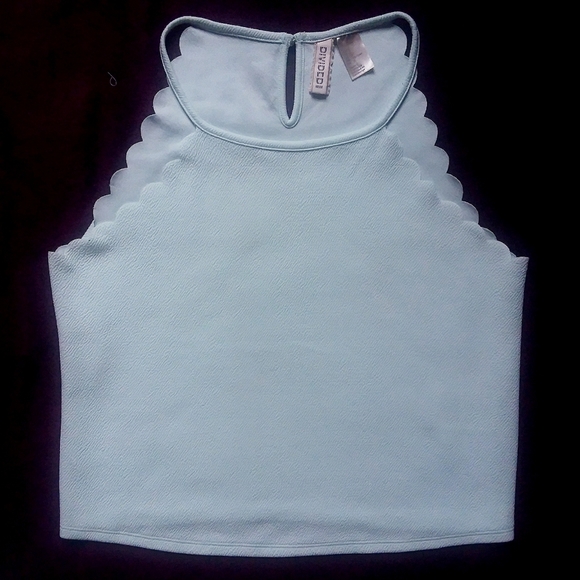 H&M Tops - Divided H&M L Light Blue Halter Crop Top